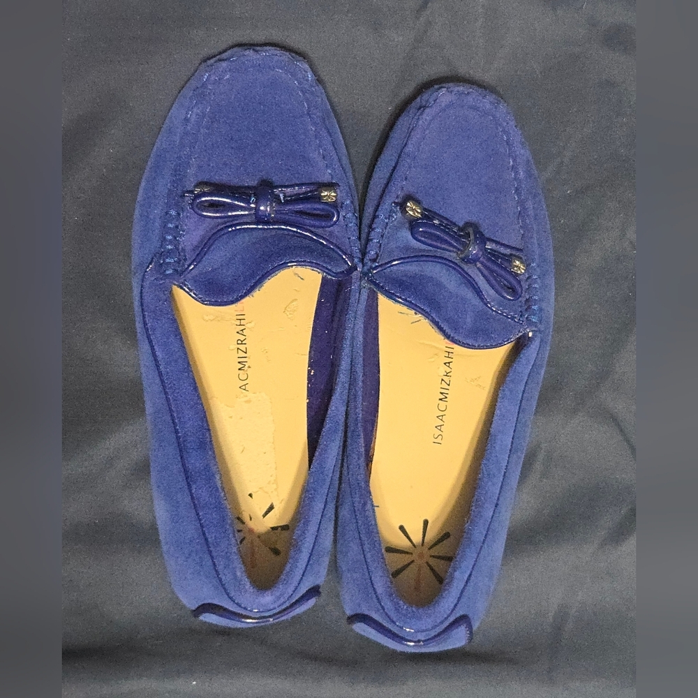 Isaac Mizrahi Blue Suede Loafers - Moccasins - Slip On Driving Shoes - Size 6 - Picture 5 of 10